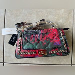 Vegan Leather Graffiti Chain Bag